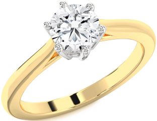 Diamond White Yellow Gold Round Solitaire Engagement Ring