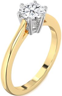 Diamond Platinum & Yellow Gold Round Solitaire Engagement Ring
