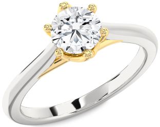 Diamond White Yellow Gold Round Solitaire Engagement Ring