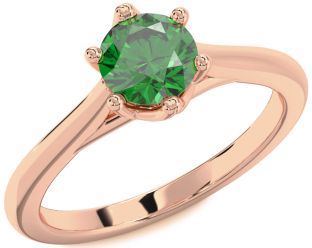 Emerald Rose Gold Round Solitaire Engagement Ring