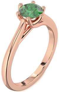 Emerald Rose Gold Round Solitaire Engagement Ring