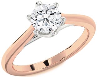 Diamond White Rose Gold Round Solitaire Engagement Ring