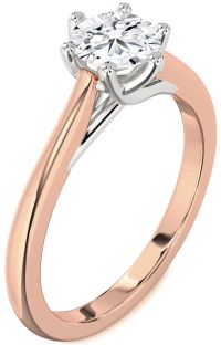 Diamond Platinum & Rose Gold Round Solitaire Engagement Ring