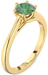 Emerald Gold Round Solitaire Engagement Ring