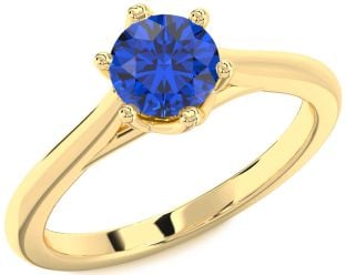 Blue Sapphire Gold Round Solitaire Engagement Ring