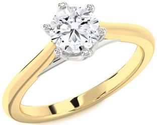 Diamond White Yellow Gold Round Solitaire Engagement Ring