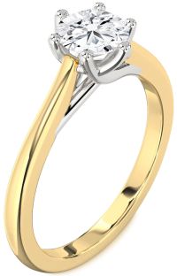 Diamond Platinum & Yellow Gold Round Solitaire Engagement Ring