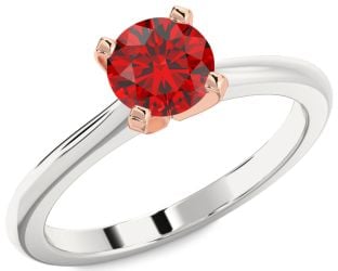 Ruby Platinum & Rose Gold Round Solitaire Engagement Ring