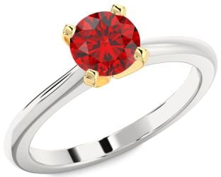 Ruby Platinum & Yellow Gold Round Solitaire Engagement Ring