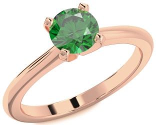 Emerald Rose Gold Round Solitaire Engagement Ring