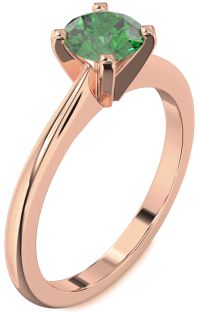 Emerald Rose Gold Round Solitaire Engagement Ring