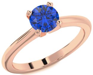 Blue Sapphire Rose Gold Round Solitaire Engagement Ring