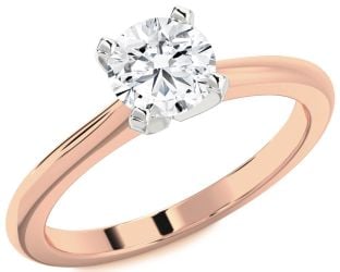 Diamond Platinum & Rose Gold Round Solitaire Engagement Ring