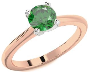 Emerald White Rose Gold Round Solitaire Engagement Ring