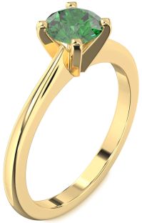 Emerald Gold Round Solitaire Engagement Ring