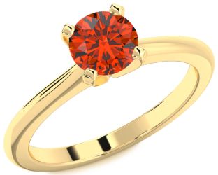 Fire Opal Gold Round Solitaire Engagement Ring