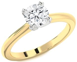 Diamond White Yellow Gold Round Solitaire Engagement Ring