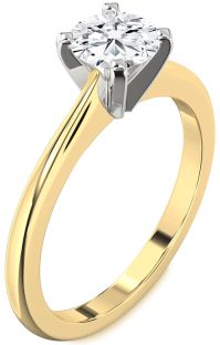 Diamond Platinum & Yellow Gold Round Solitaire Engagement Ring