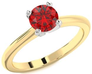 Ruby Platinum & Yellow Gold Round Solitaire Engagement Ring