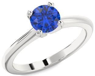 Blue Sapphire Platinum Round Solitaire Engagement Ring