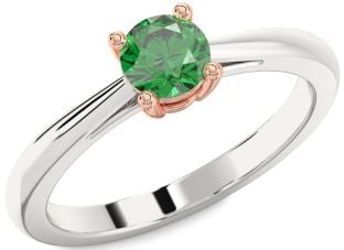 Emerald Platinum & Rose Gold Round Solitaire Engagement Ring