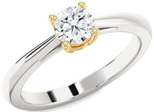 Diamond White Yellow Gold Round Solitaire Engagement Ring