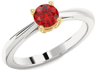 Ruby Platinum & Yellow Gold Round Solitaire Engagement Ring