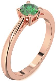 Emerald Rose Gold Round Solitaire Engagement Ring