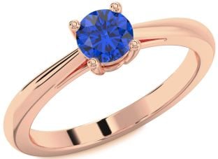 Blue Sapphire Rose Gold Round Solitaire Engagement Ring