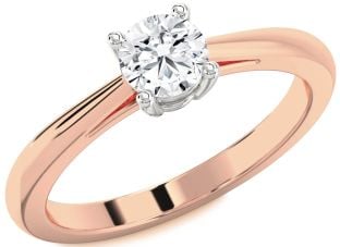 Diamond Platinum & Rose Gold Round Solitaire Engagement Ring