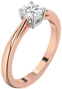 Diamond Platinum & Rose Gold Round Solitaire Engagement Ring