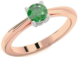 Emerald Platinum & Rose Gold Round Solitaire Engagement Ring