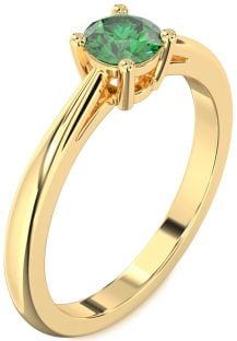 Emerald Gold Round Solitaire Engagement Ring