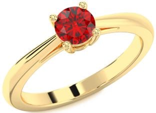 Ruby Gold Round Solitaire Engagement Ring