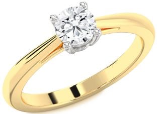 Diamond White Yellow Gold Round Solitaire Engagement Ring