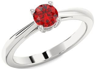 Ruby Platinum Round Solitaire Engagement Ring