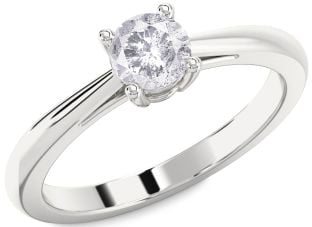 Salt & Pepper Diamond Silver Round Solitaire Engagement Ring