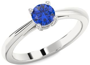 Blue Sapphire Platinum Round Solitaire Engagement Ring