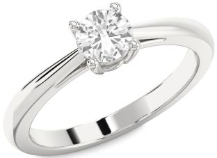 White Sapphire Silver Round Solitaire Engagement Ring