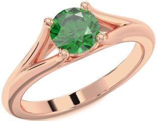 Emerald Rose Gold Round Solitaire Engagement Ring