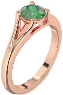 Emerald Rose Gold Round Solitaire Engagement Ring