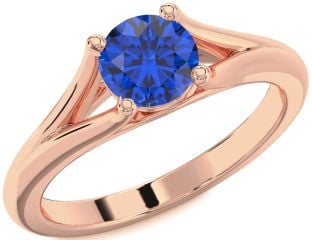 Blue Sapphire Rose Gold Round Solitaire Engagement Ring