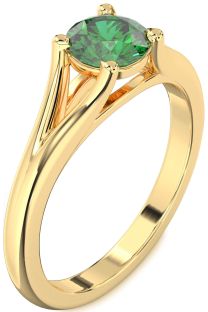 Emerald Gold Round Solitaire Engagement Ring