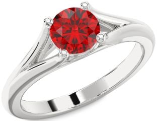 Ruby Platinum Round Solitaire Engagement Ring