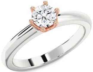 Diamond Platinum & Rose Gold Round Solitaire Engagement Ring