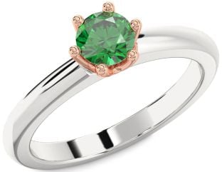 Emerald Platinum & Rose Gold Round Solitaire Engagement Ring