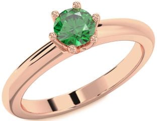 Emerald Rose Gold Round Solitaire Engagement Ring