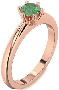 Emerald Rose Gold Round Solitaire Engagement Ring