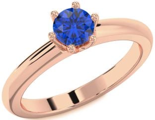 Blue Sapphire Rose Gold Round Solitaire Engagement Ring