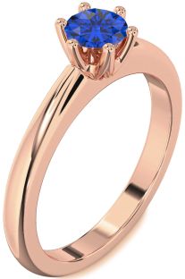 Blue Sapphire Rose Gold Round Solitaire Engagement Ring